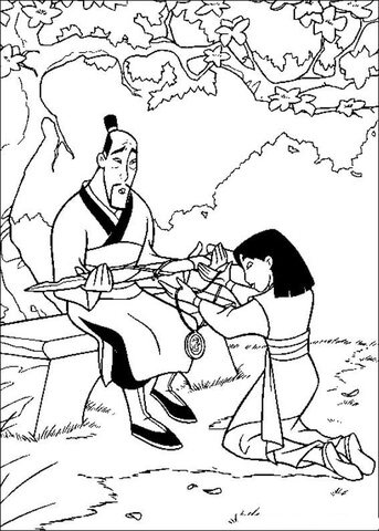 Mulan And Fa Zhou  Coloring Page